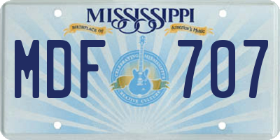 MS license plate MDF707