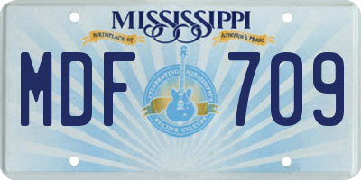 MS license plate MDF709