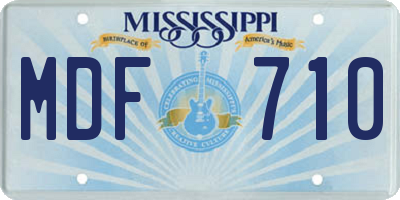 MS license plate MDF710