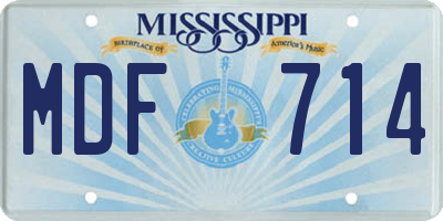 MS license plate MDF714