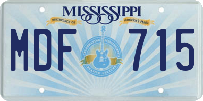 MS license plate MDF715