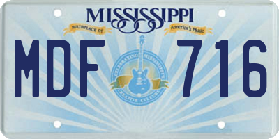 MS license plate MDF716
