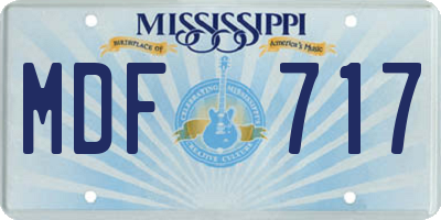 MS license plate MDF717