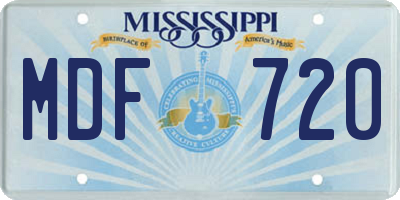 MS license plate MDF720