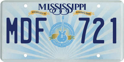 MS license plate MDF721