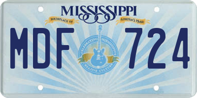 MS license plate MDF724