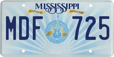 MS license plate MDF725