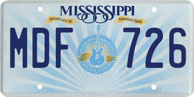 MS license plate MDF726