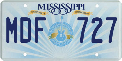MS license plate MDF727