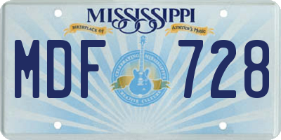 MS license plate MDF728