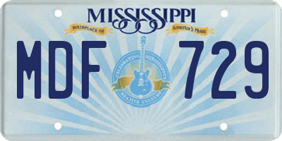 MS license plate MDF729