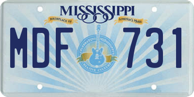 MS license plate MDF731