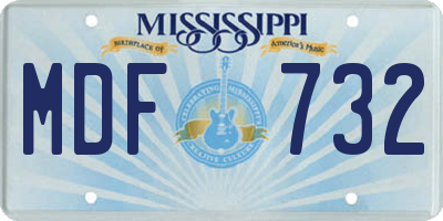 MS license plate MDF732