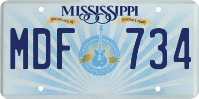 MS license plate MDF734