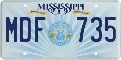MS license plate MDF735
