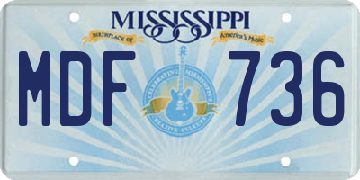 MS license plate MDF736