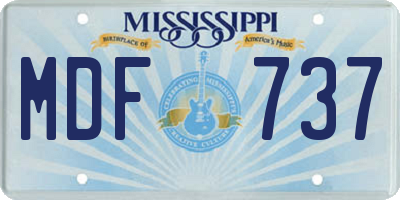 MS license plate MDF737