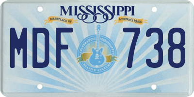 MS license plate MDF738
