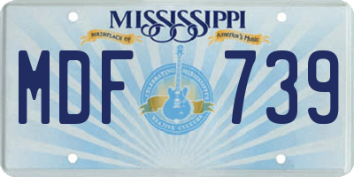 MS license plate MDF739