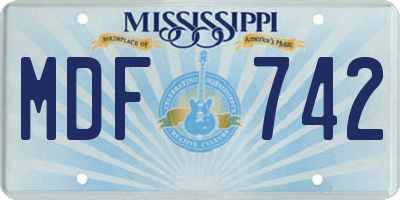 MS license plate MDF742