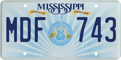MS license plate MDF743