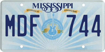 MS license plate MDF744