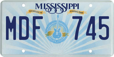 MS license plate MDF745