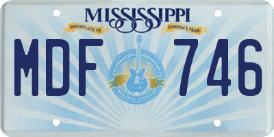 MS license plate MDF746