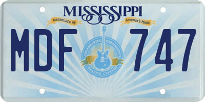 MS license plate MDF747