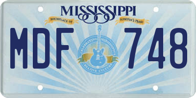 MS license plate MDF748