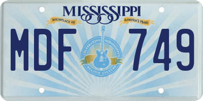 MS license plate MDF749