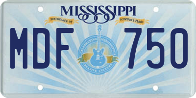 MS license plate MDF750