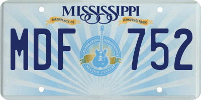 MS license plate MDF752