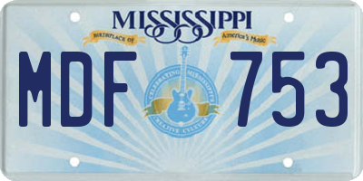 MS license plate MDF753