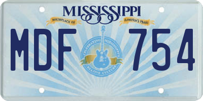 MS license plate MDF754