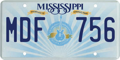MS license plate MDF756