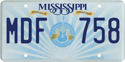 MS license plate MDF758
