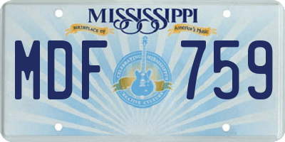 MS license plate MDF759