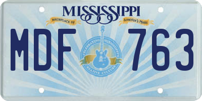 MS license plate MDF763
