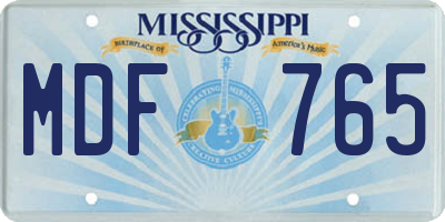 MS license plate MDF765