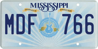 MS license plate MDF766