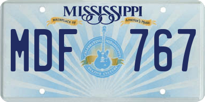 MS license plate MDF767