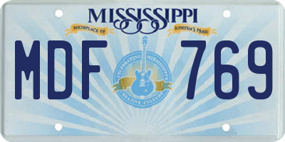 MS license plate MDF769