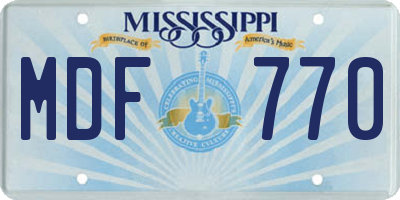 MS license plate MDF770