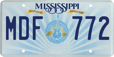 MS license plate MDF772