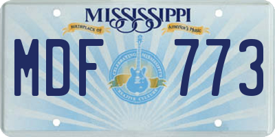 MS license plate MDF773