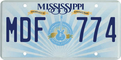 MS license plate MDF774