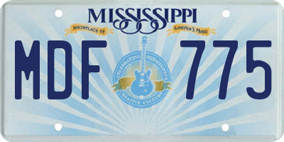 MS license plate MDF775