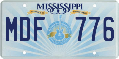 MS license plate MDF776