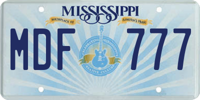 MS license plate MDF777